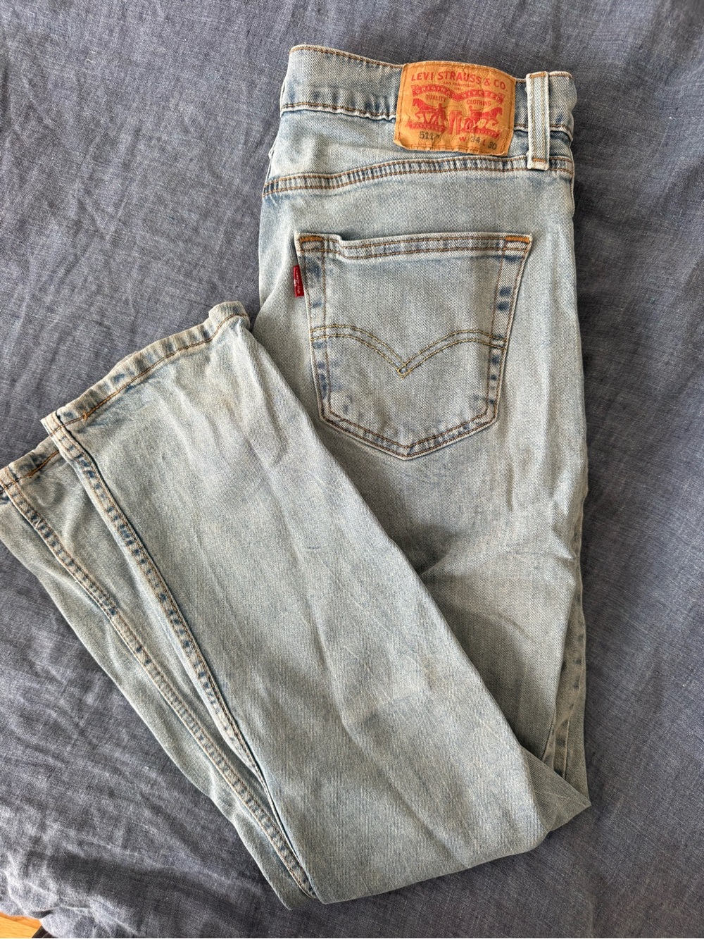 Levi's 511 Light Wash Straight Jeans in Pale Blue